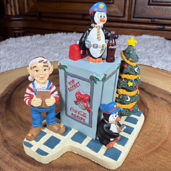 Vintage Coca-Cola Elf Penguin Secret Recipe North Pole Bottling Works Figurine - Picture 2 of 12